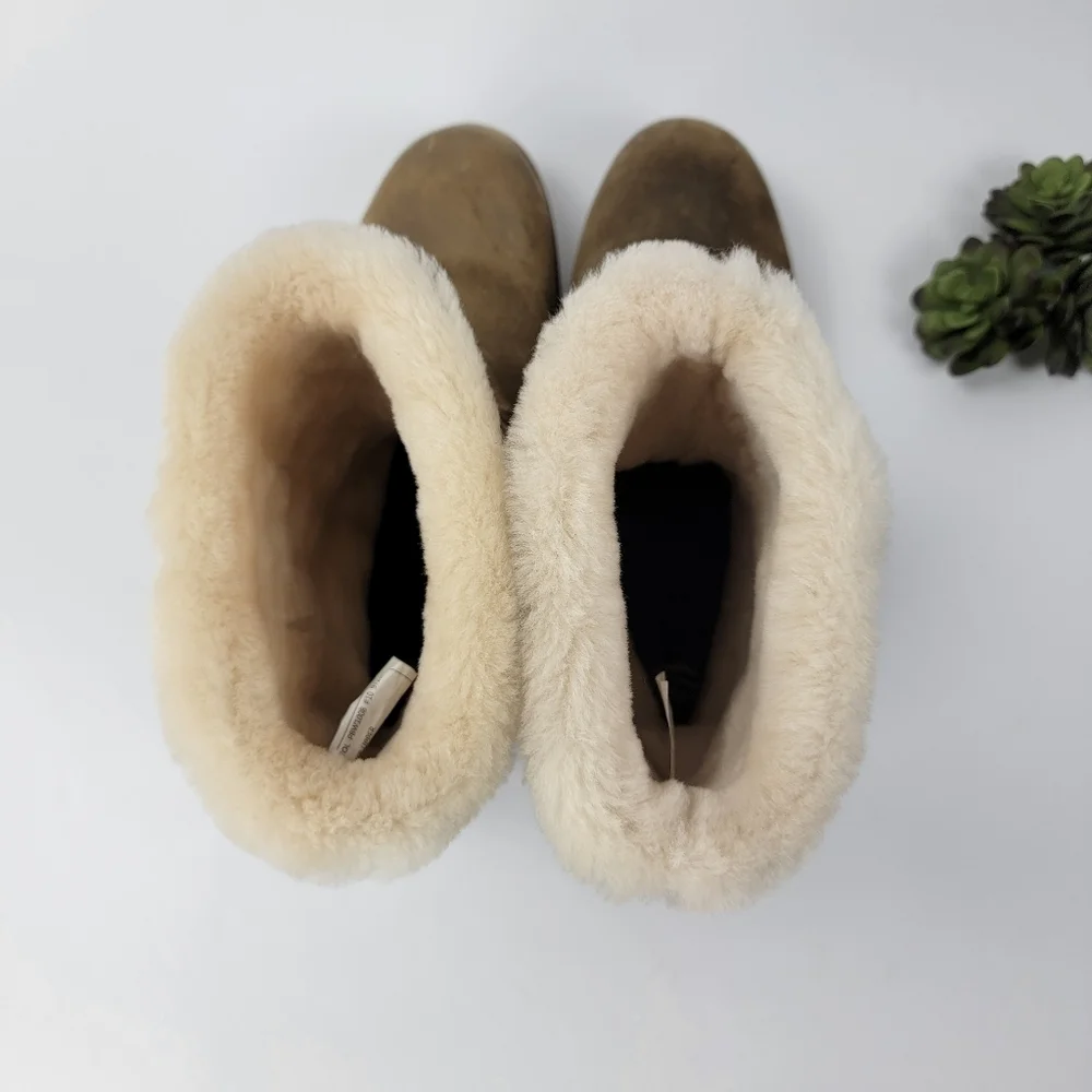 ABEO Pro Women's Bristol Sheepskin Lined Suede Boot in Tan Size 10